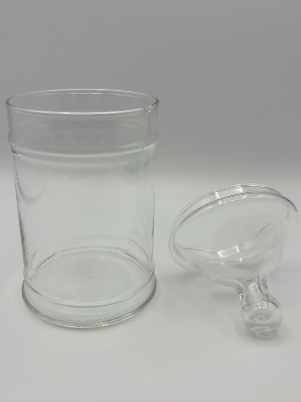 Vintage Anchor Hocking Clear Apothecary Jar Circus Tent Top Lid Bathroom Vanity
